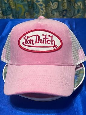 Von Dutch Pink Velvet Trucker SnapBack  Hat